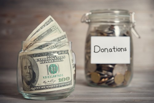 Donation Jar and Money